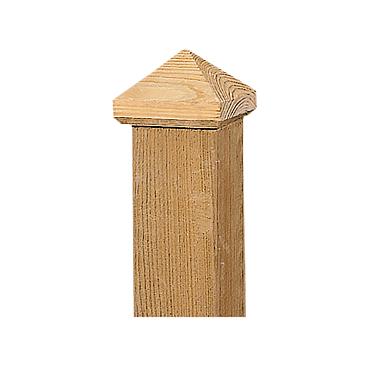 Paalornament piramide 7x7 cm hout