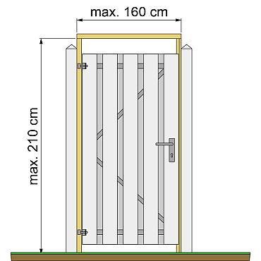 Tuindeurkozijn geschaafd grenen met aanslaglat, max 160 cm breed, groen geïmpregneerd