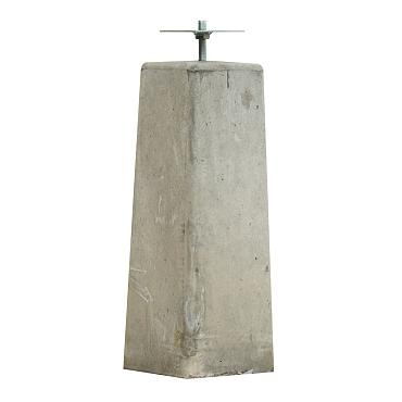 Betonpoer 18x18x50 cm, taps, bovenzijde 15x15 cm, flexibele stelplaat, M16, grijs