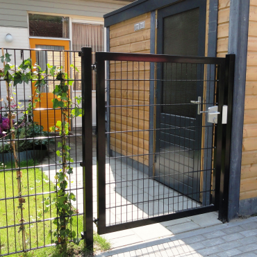 Hillfence metalen enkele poort Premium-line inclusief slot, 100x100 cm, zwart