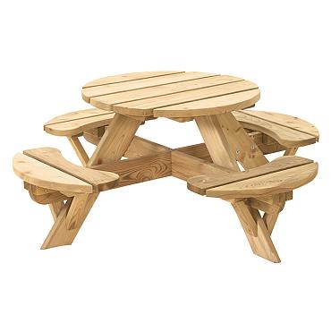 Kinderpicknicktafel rond Jimmy, doorsnede blad 63 cm, groen geïmpregneerd