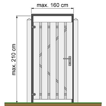 Tuindeurkozijn geschaafd naaldhout met aanslaglat, max 160 cm breed, geïmpregneerd en zwart gedompeld