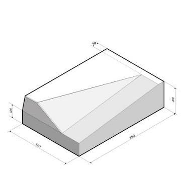 Inritband 75x20x50 links grijs