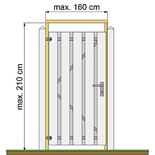 Tuindeurkozijn geschaafd grenen met aanslaglat, max 160 cm breed, groen geïmpregneerd