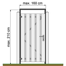 Tuindeurkozijn geschaafd naaldhout met aanslaglat, max 160 cm breed, geïmpregneerd en zwart gedompeld